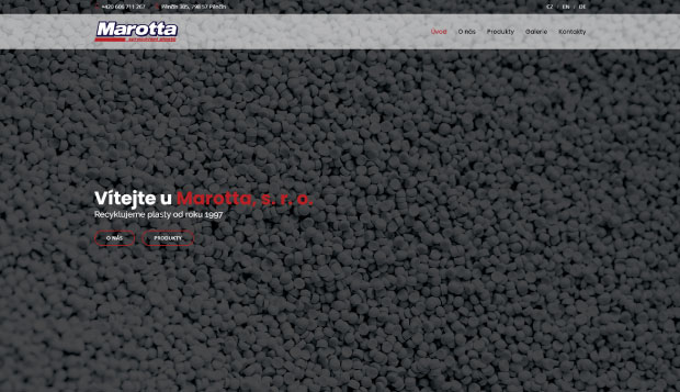 Náhled - Webová prezentace pro Marotta,&nbsp;s.&nbsp;r.&nbsp;o. -&nbsp;Zpracování plastů